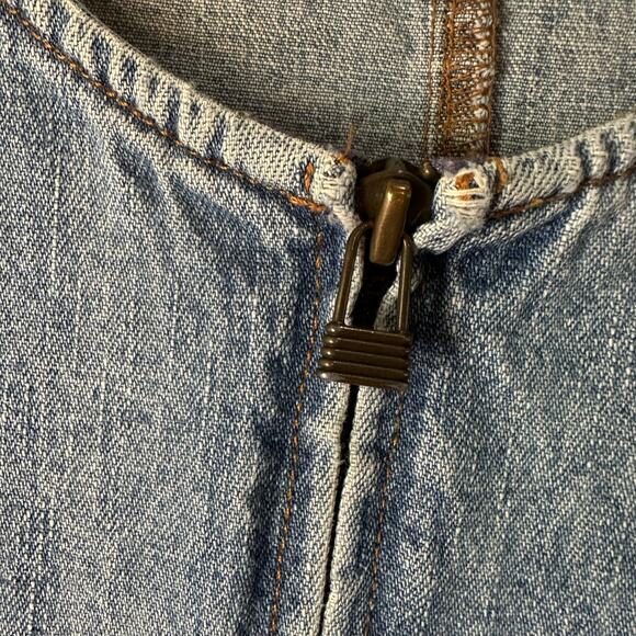 St Johns Bay Vintage Zip Front Sleeveless Cotton Denim Dress Jumper Size 14 - Picture 5 of 5